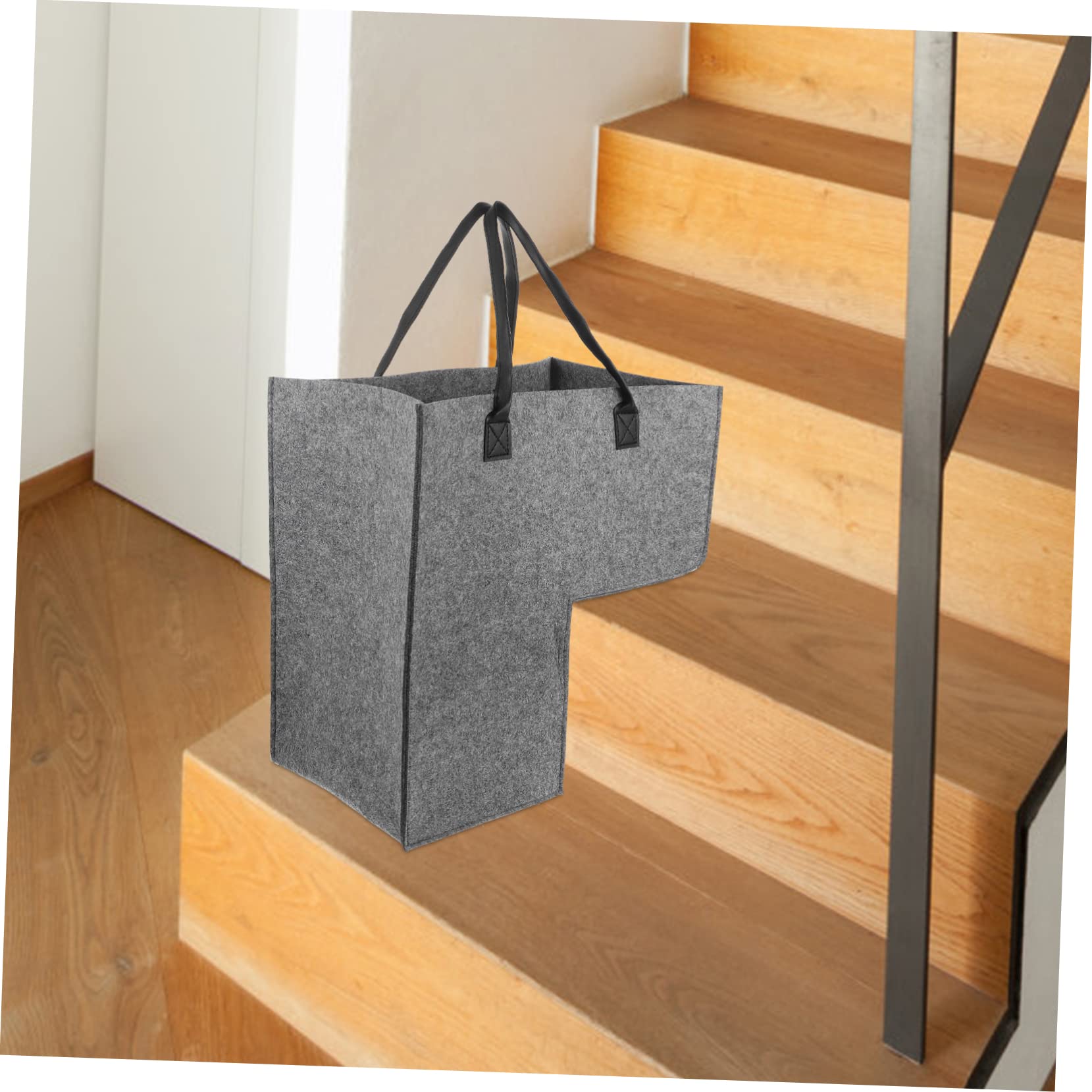 Cestino Portaoggetti L-Shape Per Scale in Feltro Cesto Per Biancheria E Giocattoli Organizzatore Moderno Per Casa in Grigio Scuro - Capacità Versatile Per Ogni Angolo