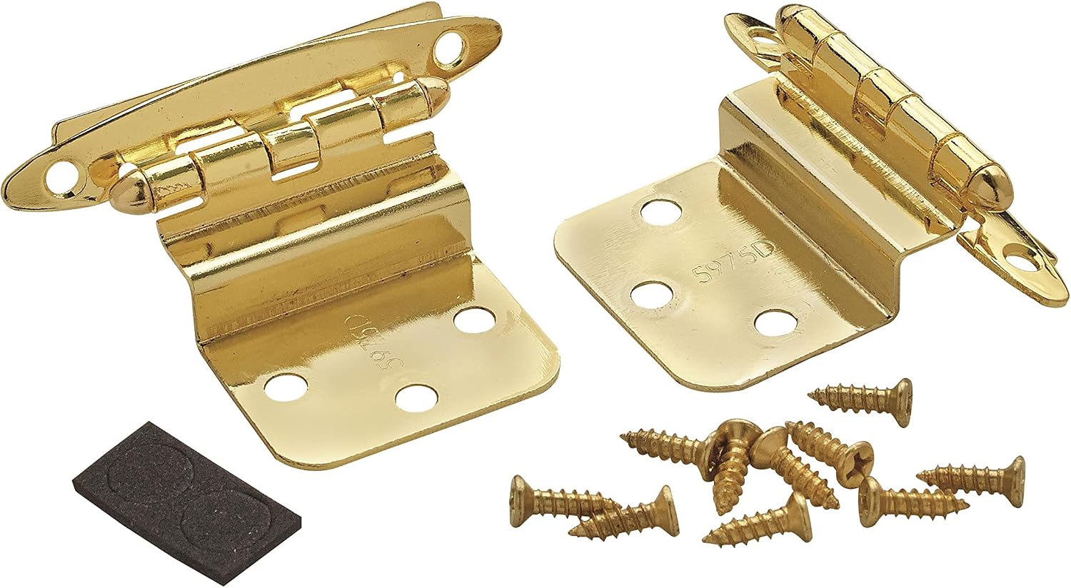 Amerock | Cabinet Hinge | 3/8 inch (10 mm) Inset | Polished Brass | 2 Pack | Non Self-Closing | Face Mount | Cabinet Door