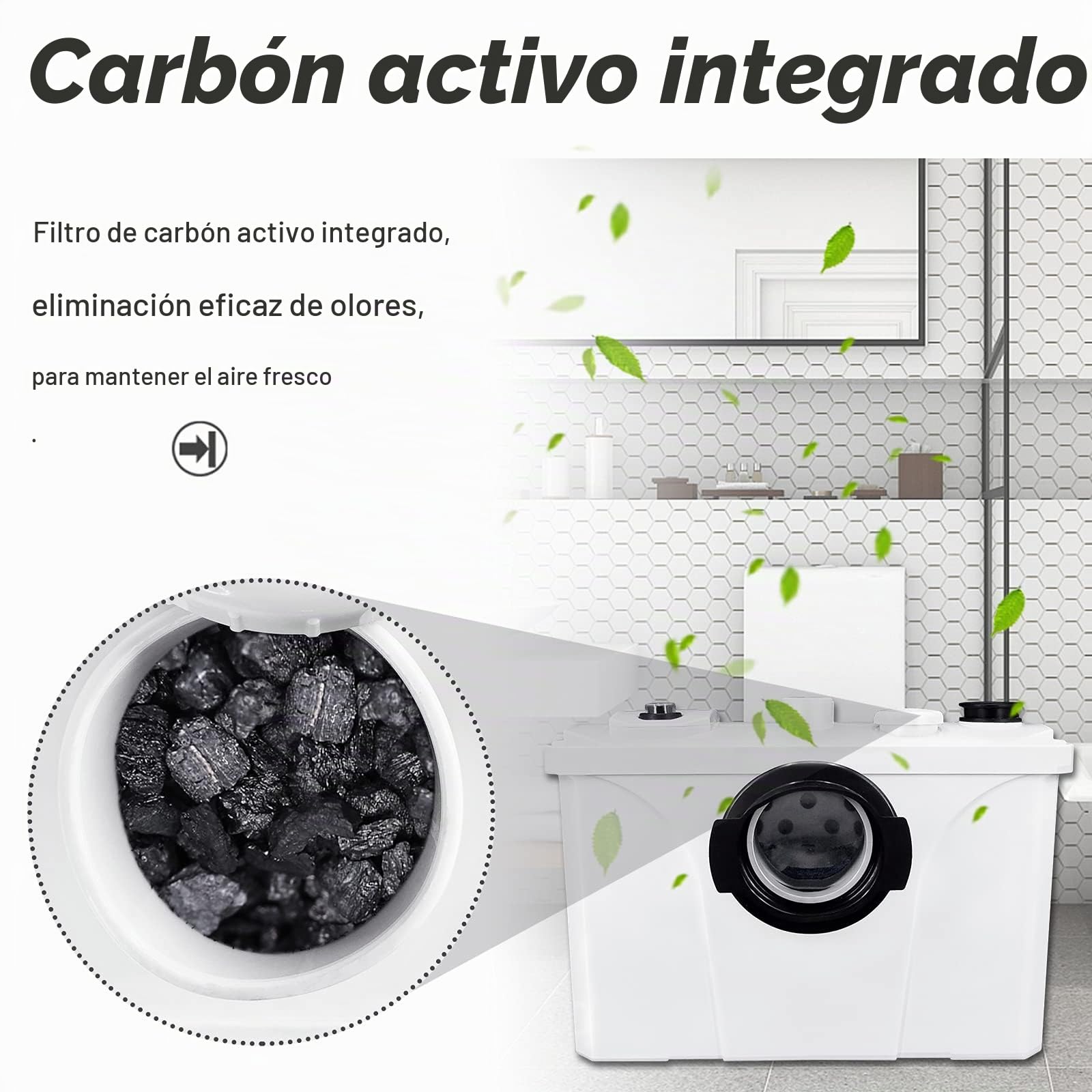 NAIZY Triturador sanitario Bombas de aguas residuales de 700W Bombas de agua con filtro de carbón para inodoro, ducha, lavabo, bomba doméstica