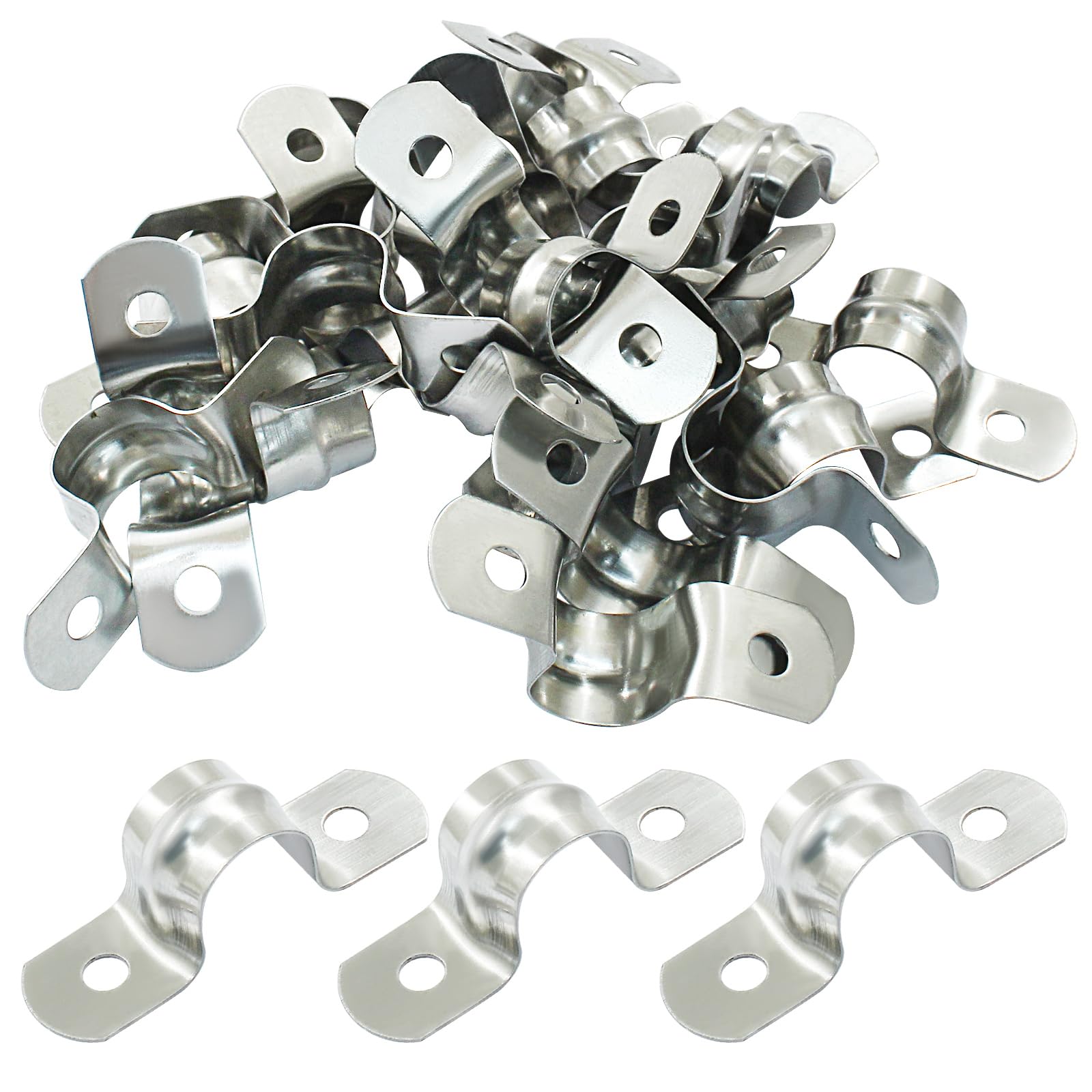 25 Pack M12 Rigid Pipe Strap, 12mm, Silver