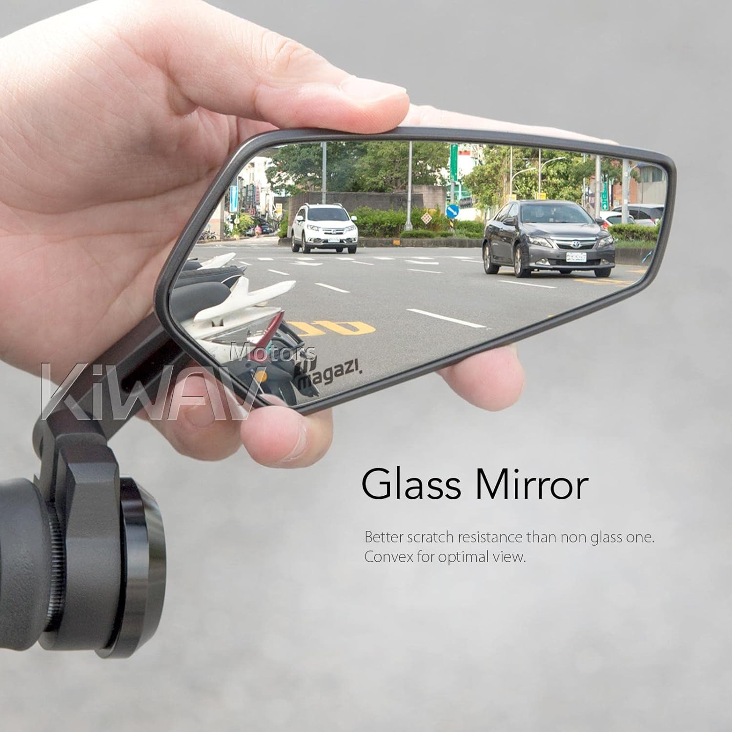 KiWAV バーエンドミラー ブレード 黒 M12ネジ式ハンドル用 左右セット