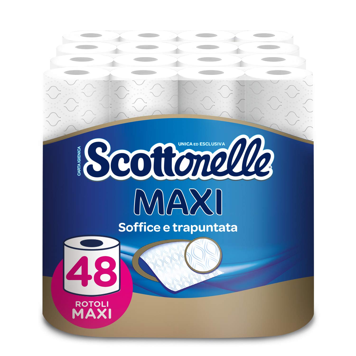Scottonelle Papel higiénico suave y acolchado, paquete de 48 rollos maxi (4 x 12)