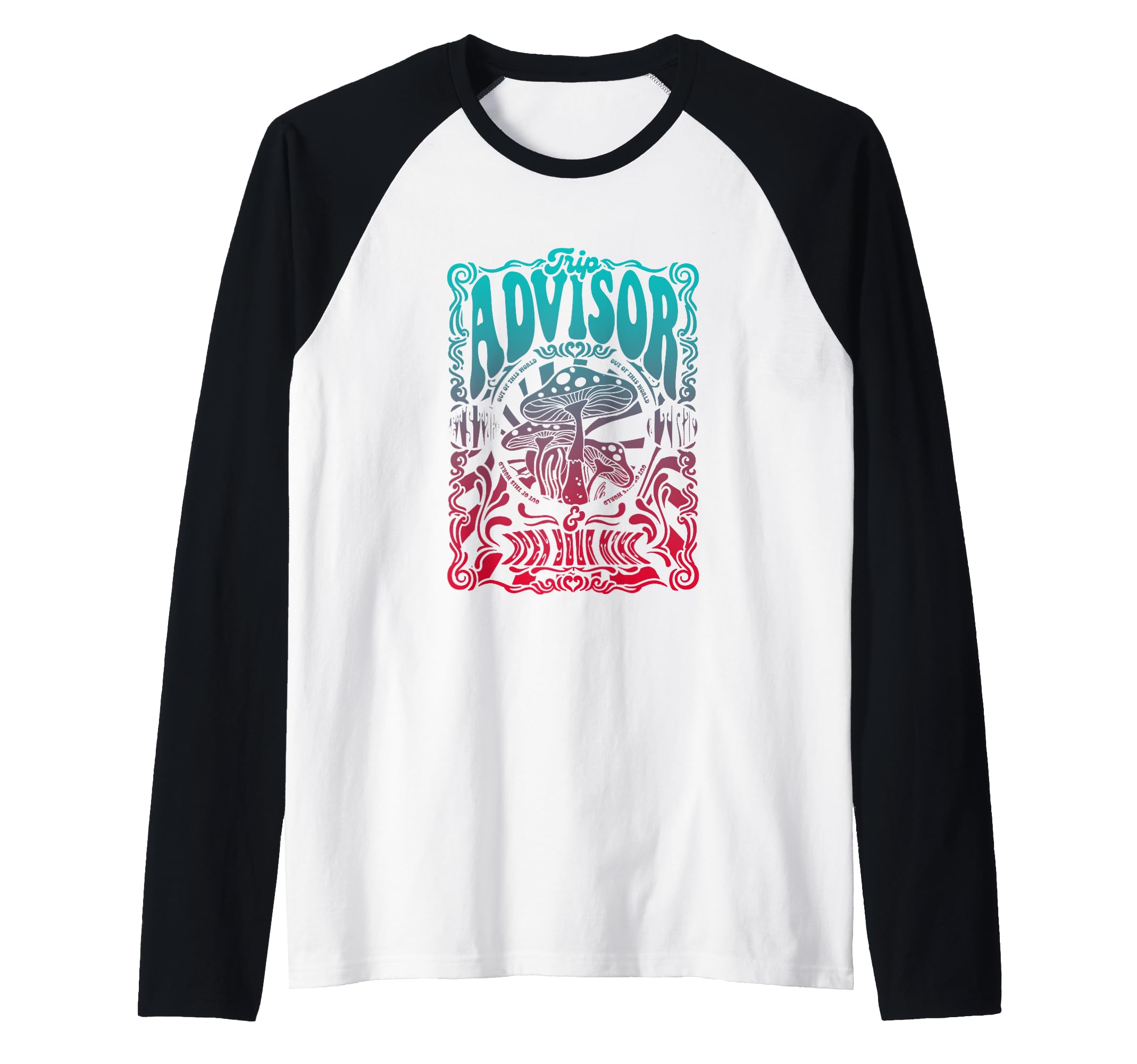 Mens Trip Advisor - Trippy Threads: Vibrant Psychedelic T-Shirt Raglan Baseball Tee