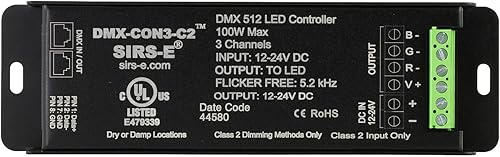 Miniatura 4 de SIRS-E DMX-CON3-C2 Decodificador LED Controlador RGB de 3 canales, 12-24V DC, 100W, UL Clase 2