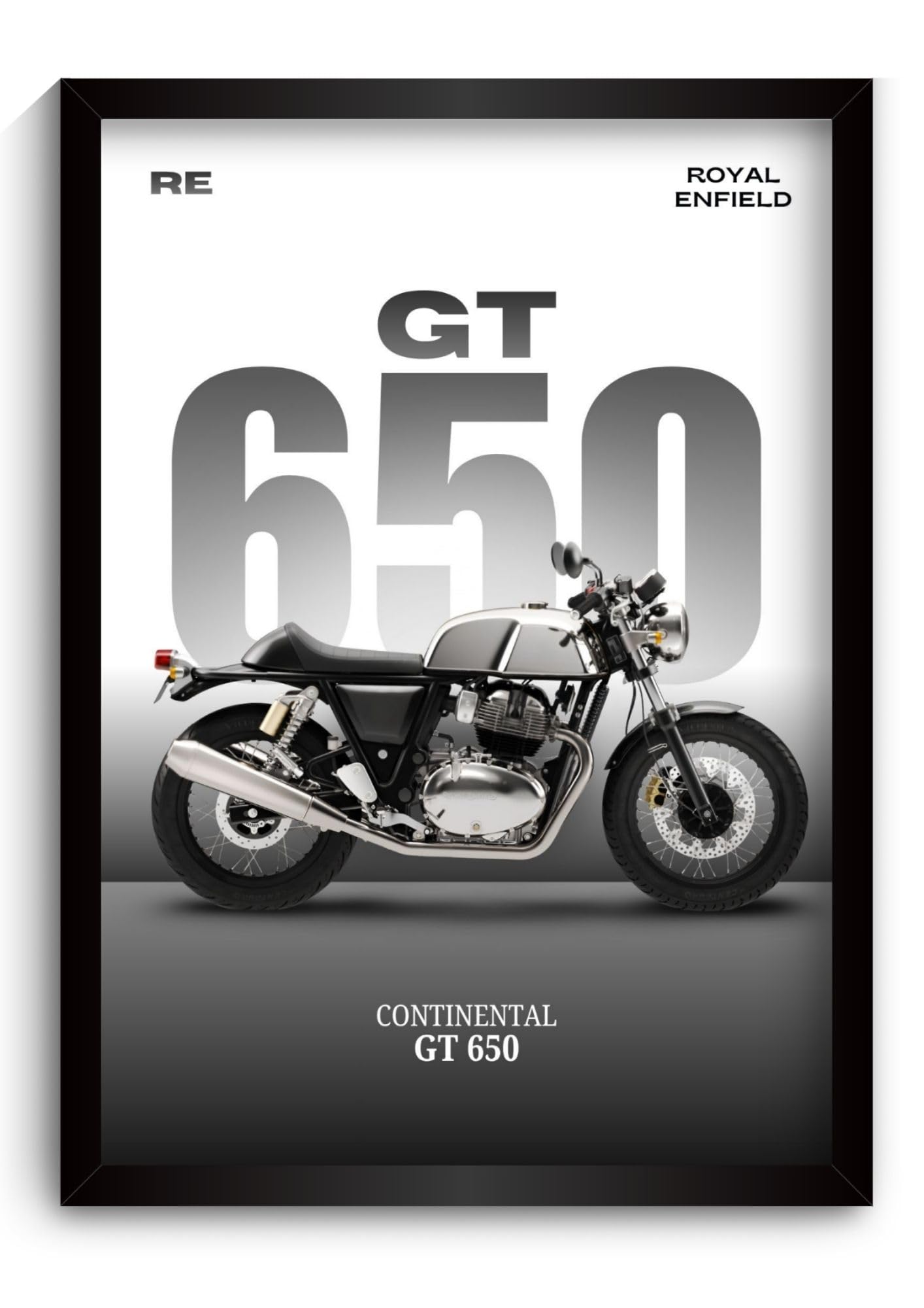 Royal Enfield Bullet Poster | Framed RE Continental GT 650 A4 Sized (31 x 23 cm) | Mr Clean Bike Poster for Wall, Gift for Boys, Bike Frames | Bikes Posters for Wall, Bedroom, Hostel, Study Room-image-3