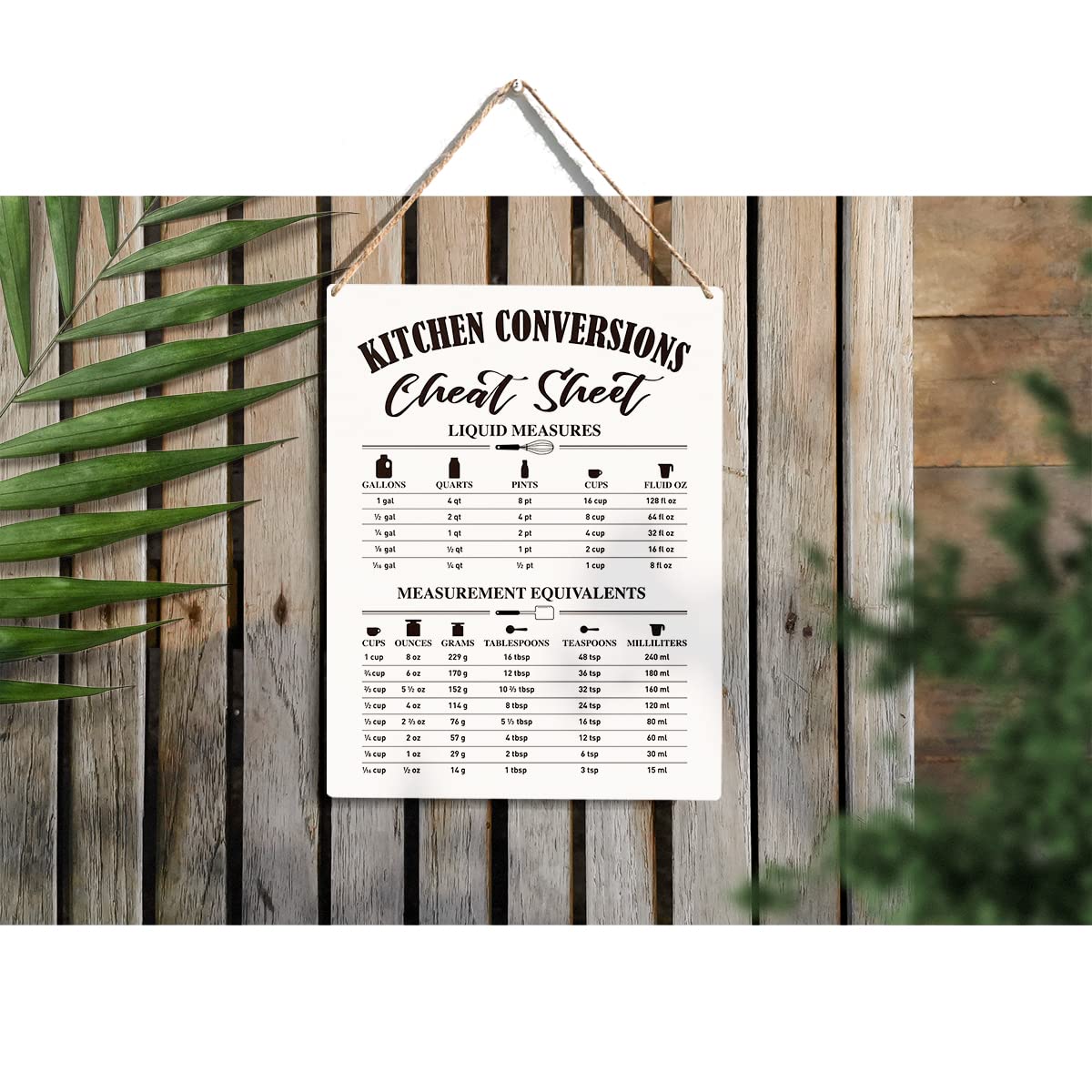 Kitchen Conversions Chart Wood Sign Kitchen Conversion Cheat Sheet Wooden Signs Hanging Plaque Home Wall Art 