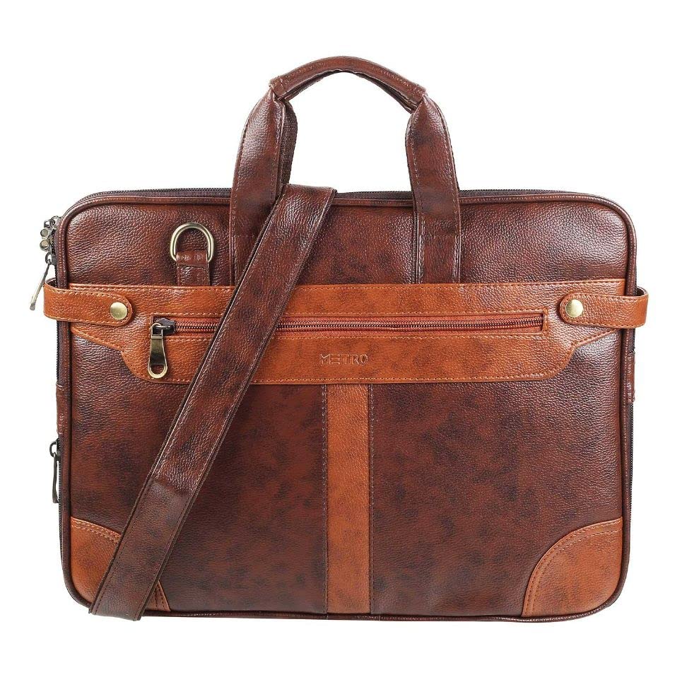 Metro Brown Faux Leather Premium Zipper Casual Laptop Bag (B0BS6W2985) Amazon Price History, Amazon Price Tracker