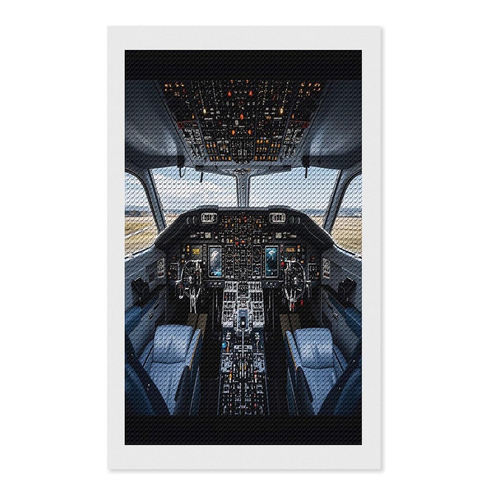 FekiLoot Airplane Cockpit Diamond Painting Kits for Beginners DIY Diamond Art Kits for Adults Full Drill Round Diamond Dot Gem Art Painting Fun DIY Crafts for Home Kitchen Wall Decor Gift 12"x20"