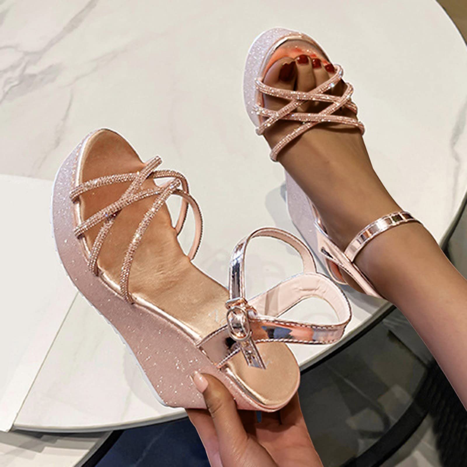 Amazon CsgrFagr Fashion Thick Wedges Sandals Casual Leisure Breathable Shoes Womens Outdoor Soled Women s Sandals Womens Wedge Sandals Size 5 Pink 7.5 Clothing Shoes Jewelry