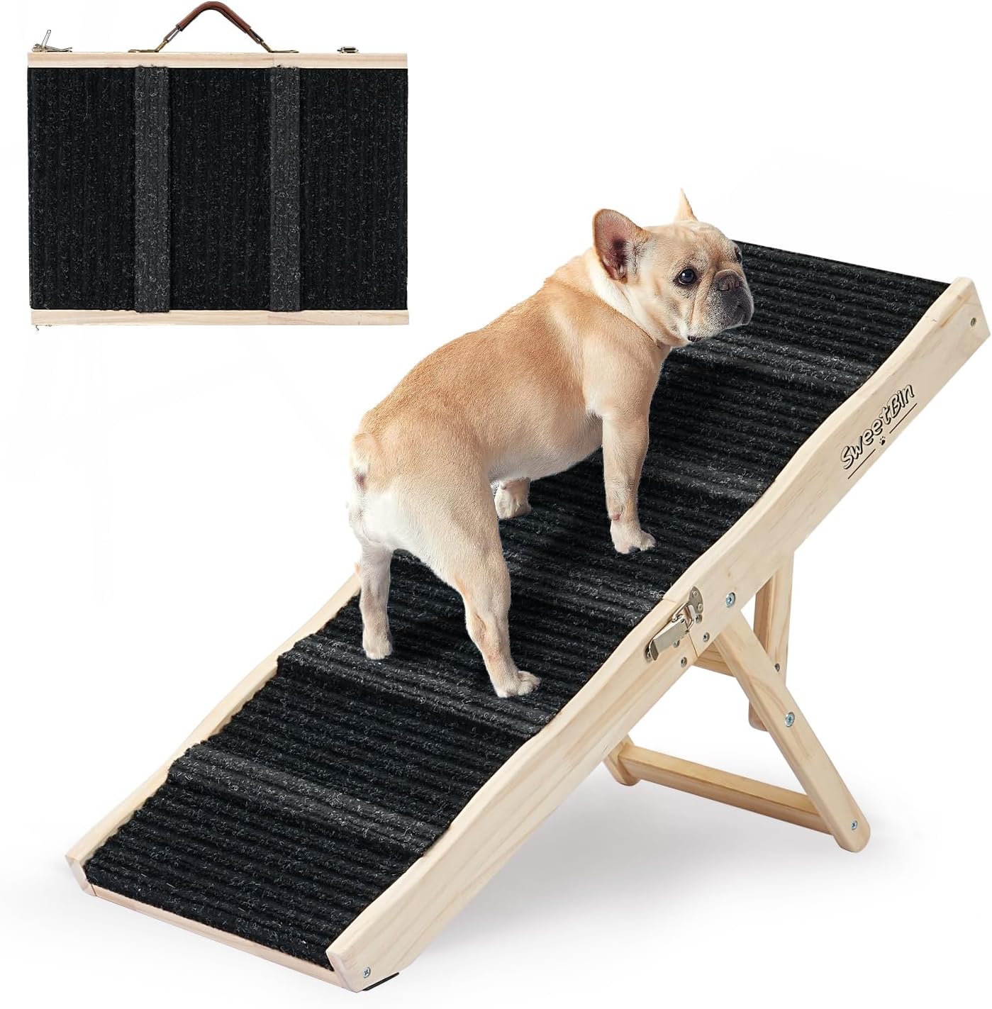 2025 Upgraded Dog Ramp for Couch - Foldable Small Dog Ramp for Bed - 4 Adjustable Height from 10" to 19" - Portable Pet Stairs with Non-Slip Pad - Pet Ramps Use for Low Bed Couch Steps Up to 60LBS ??32.7" L x 12" W x 19" H
