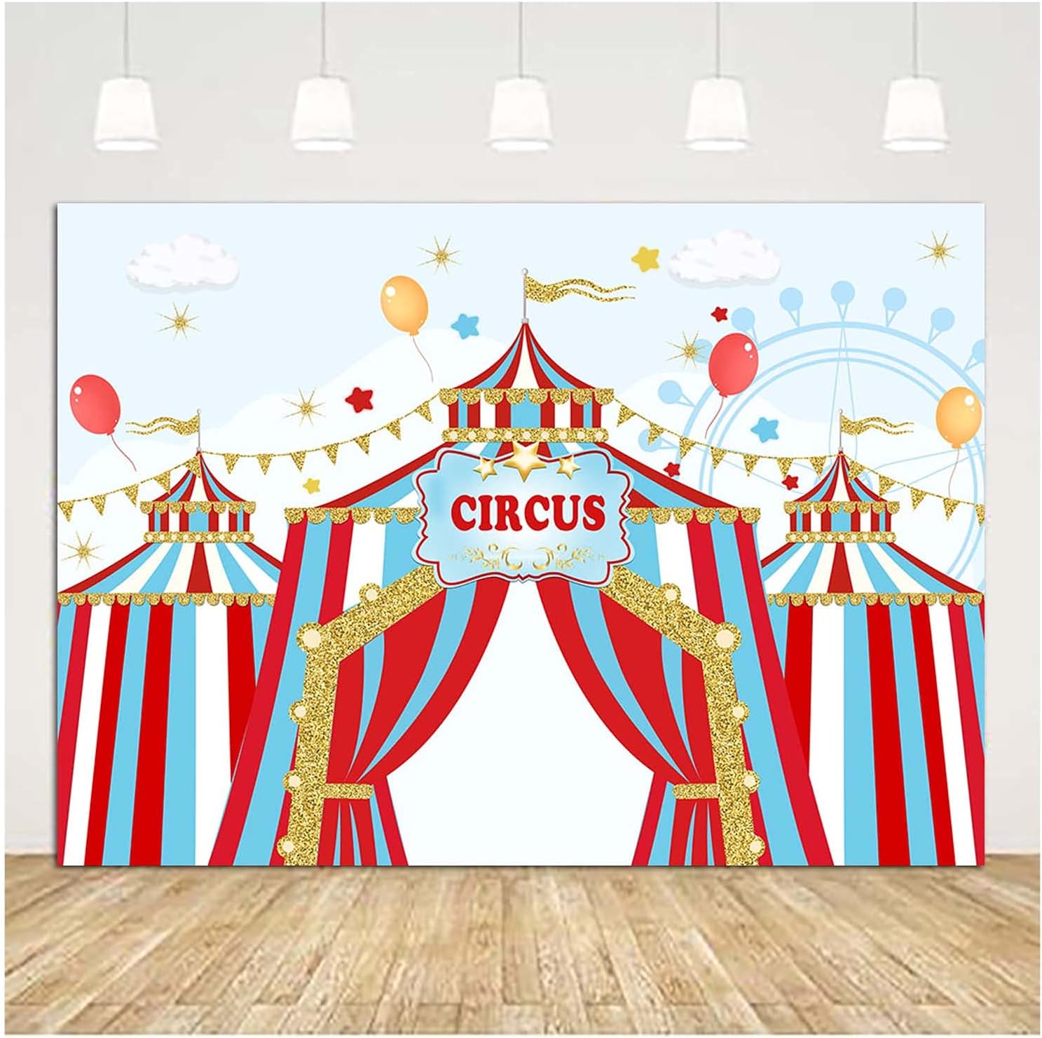 FanghuiCarnival Big Top Tent Photo Background for Children Circus Themed Birthday Party Decor Photography Backdrop Baby Shower Cake Table Supplies Photo Shoot Banner Vinyl 5x3ft