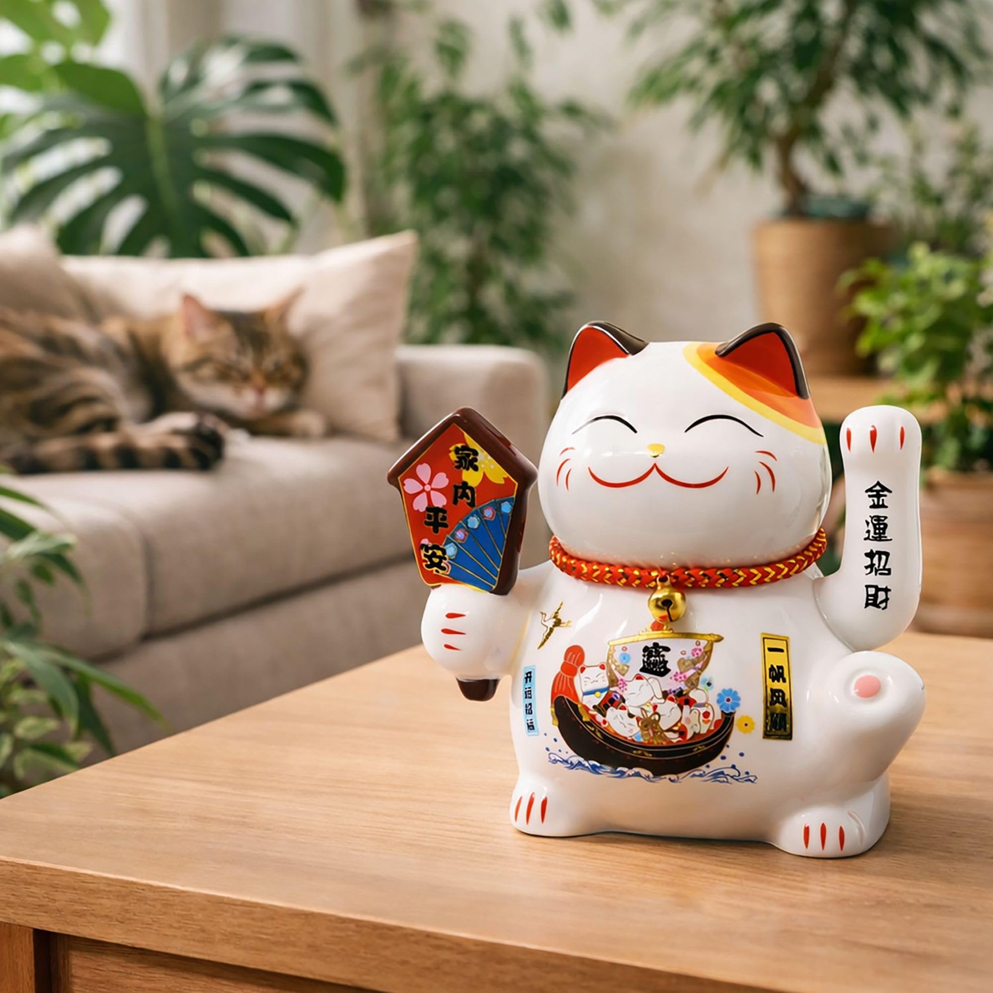 Freak Scene Glückskatze - Maneki-Neko - Winkekatze aus Porzellan 15,5 cm weiß - Maneki Neko 02