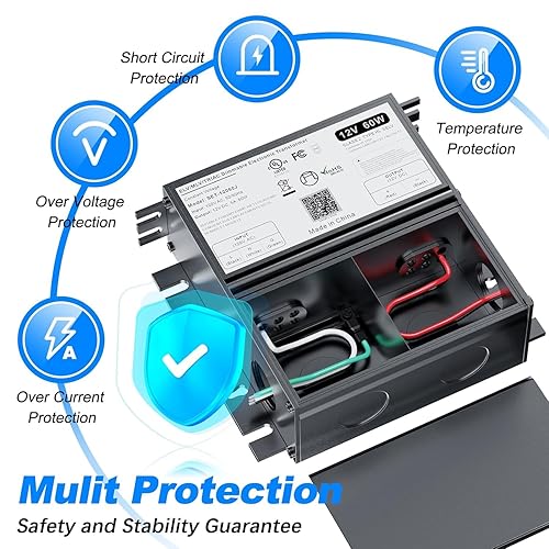 Miniatura 5 de Controlador LED regulable de 60 W 12 V para atenuador Lutron y Leviton, transformador de fuente de alimentación de CA a CC TriacELVMLV para tira de