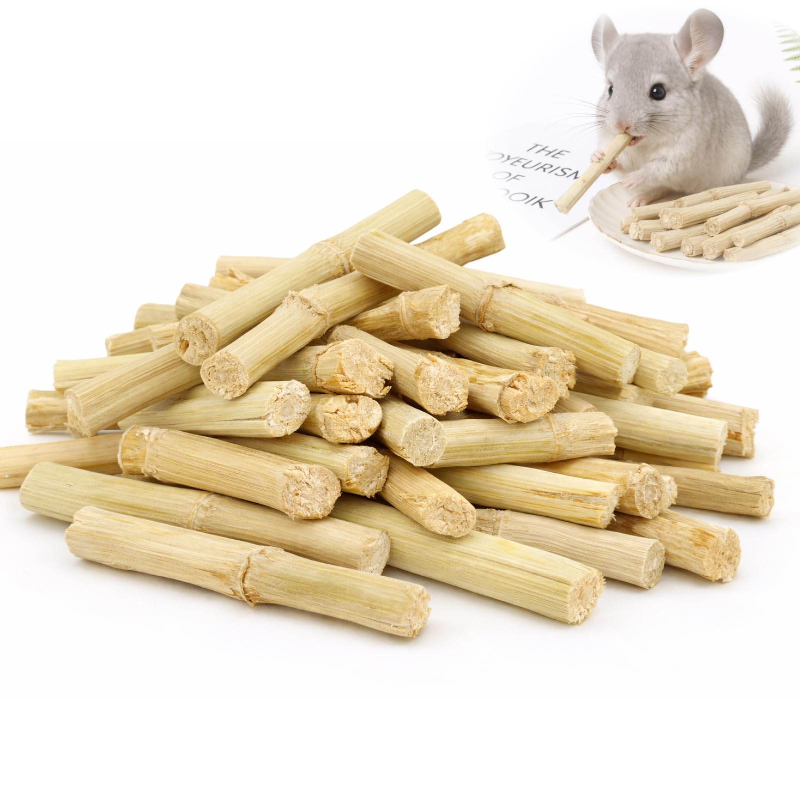 120g Barritas De Bambú Natural para Conejos, palitos Bambu para Conejos, Hámsters, Cobayas Y Chinchillas (Barritas De Bambú Natural 120g)