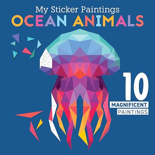 My Sticker Paintings: Ocean Animals: 10 Magnificent Paintings (Happy Fox Books) Sticker-by-Number for Kids 6-10 - Jellyfish, Dolphins, Penguins, and Sharks, with 36 to 149 Stickers per Design - Paperback