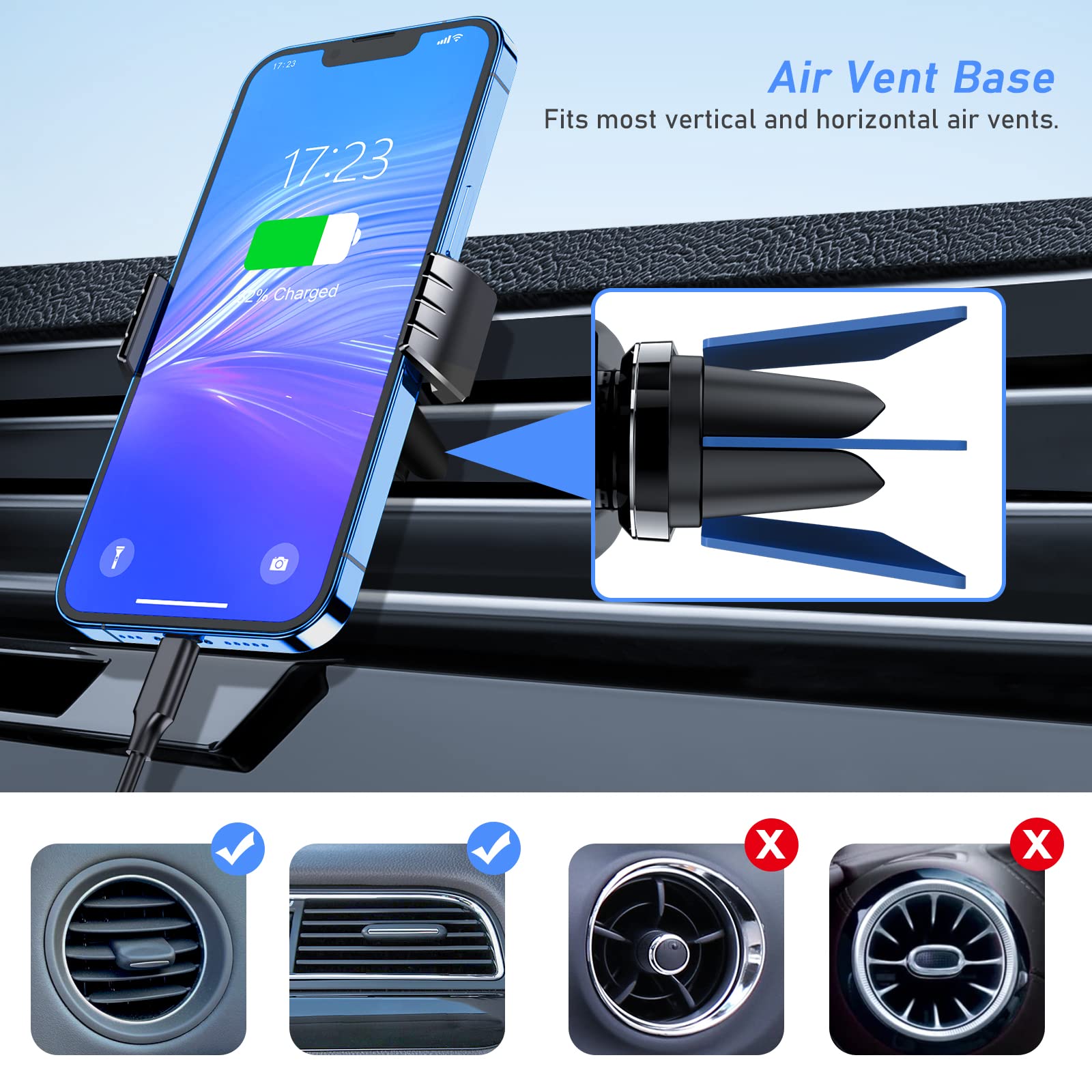 Blukar Supporto Cellulare Auto, Universale Supporto Telefono, Porta Cellulare Auto, 360 ° di Rotazione Supporto Auto Smartphone