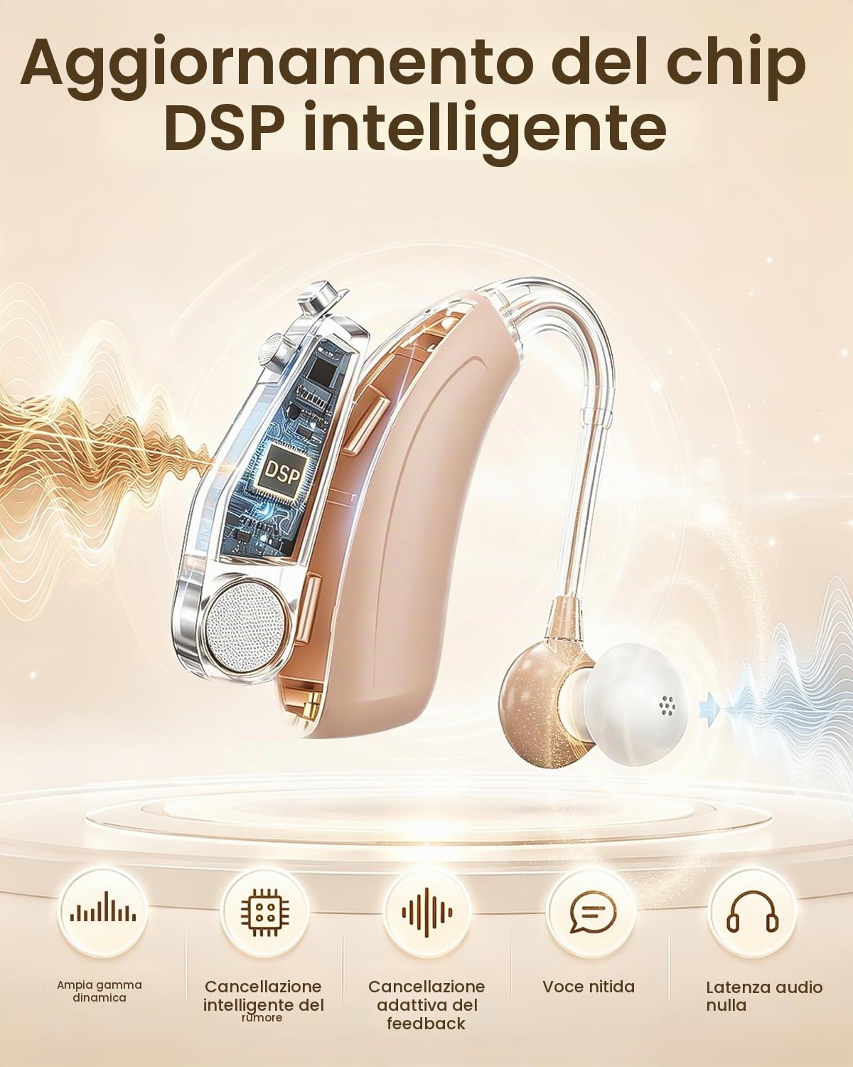 Dispositivo audio ricaricabile per adulti: 48 ore di autonomia, ricarica rapida USB-C e un design leggero e discreto