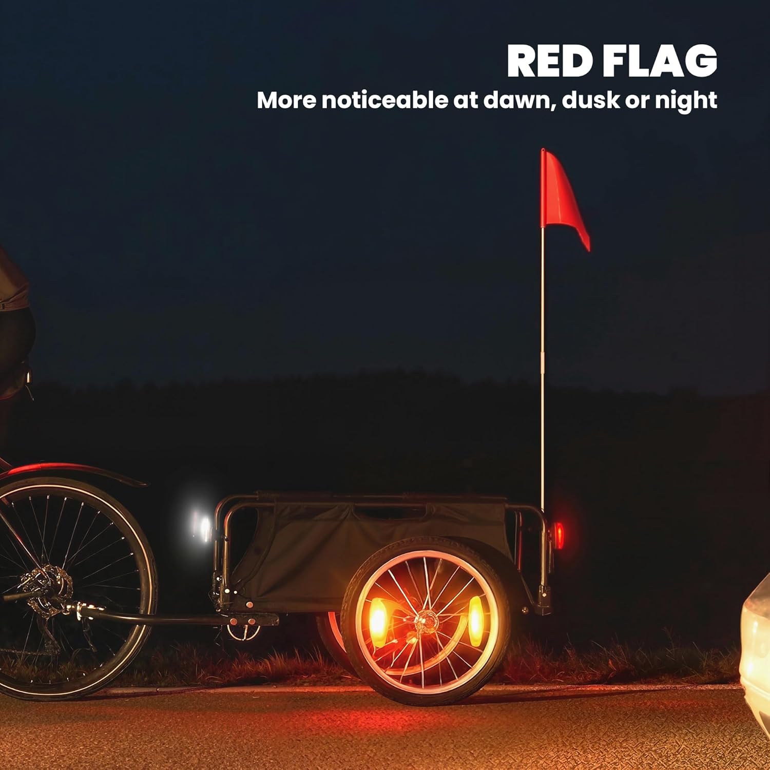 Soozier Bike Cargo Trailer, Bicycle Trailer Wagon Cart with Quick Release 16" Pneumatic Wheels, Aluminum Rims, Red Flag, Universal Hitch, Fits 22"-28" Bike Wheels, 88lbs Capacity