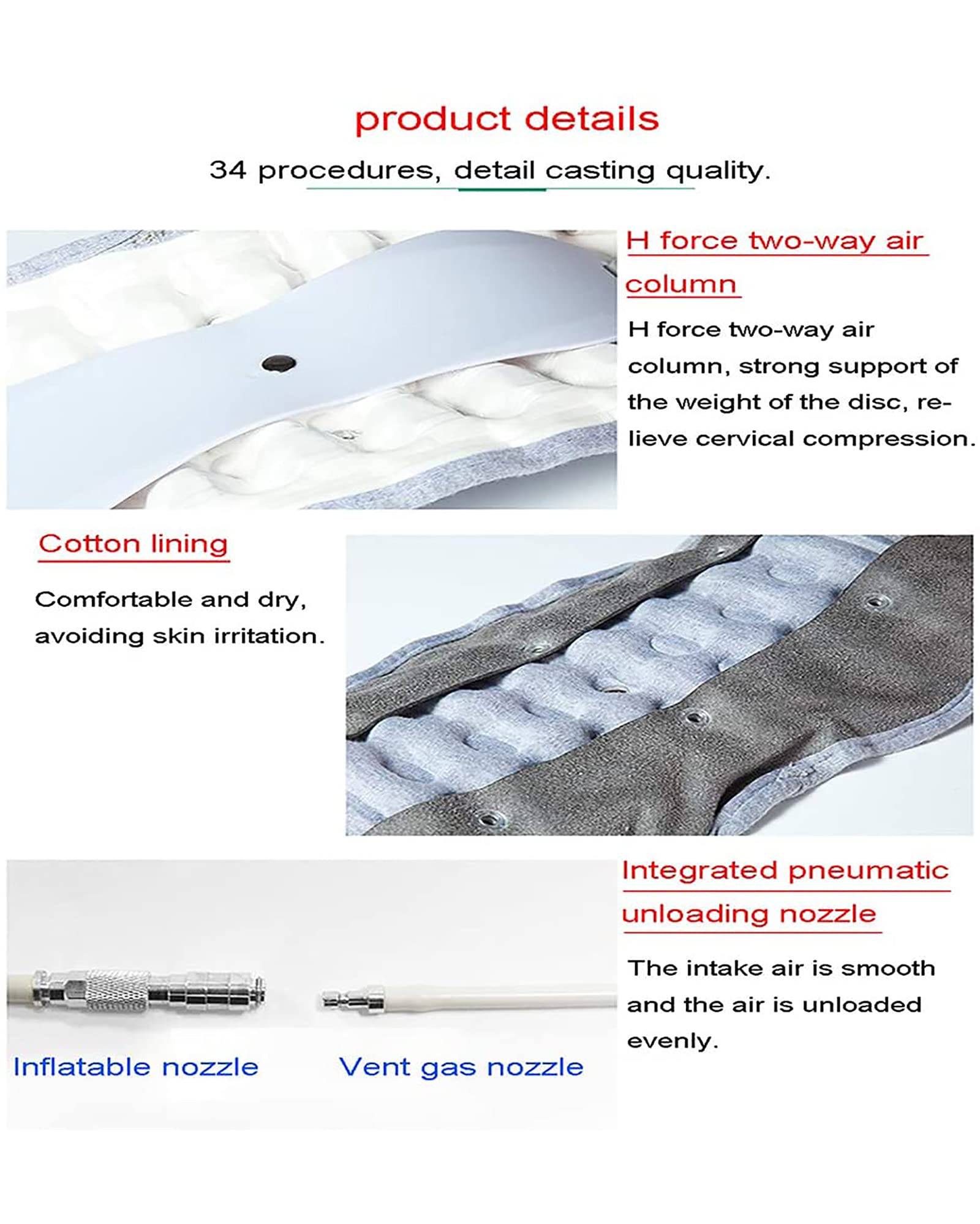 Dispositivo de tracción Cervical portátil Camilla Cervical Inflable automática eléctrica Collar de Cuello Ajustable para aliviar el Dolor de Cuello, 44 cm (44 cm)