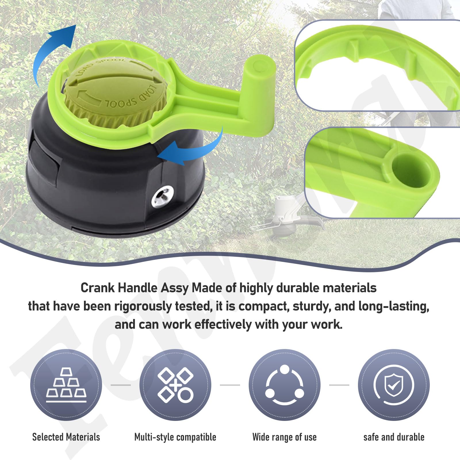 Fennoral Protector de césped 308473005 compatible con Ryobi RY253SS, UT33650B recortadora de eje recto, mango de manivela 312283001 para Ryobi Troy-Bilt Echo P2009, RY252CS, RY253SS, RY251PH,
