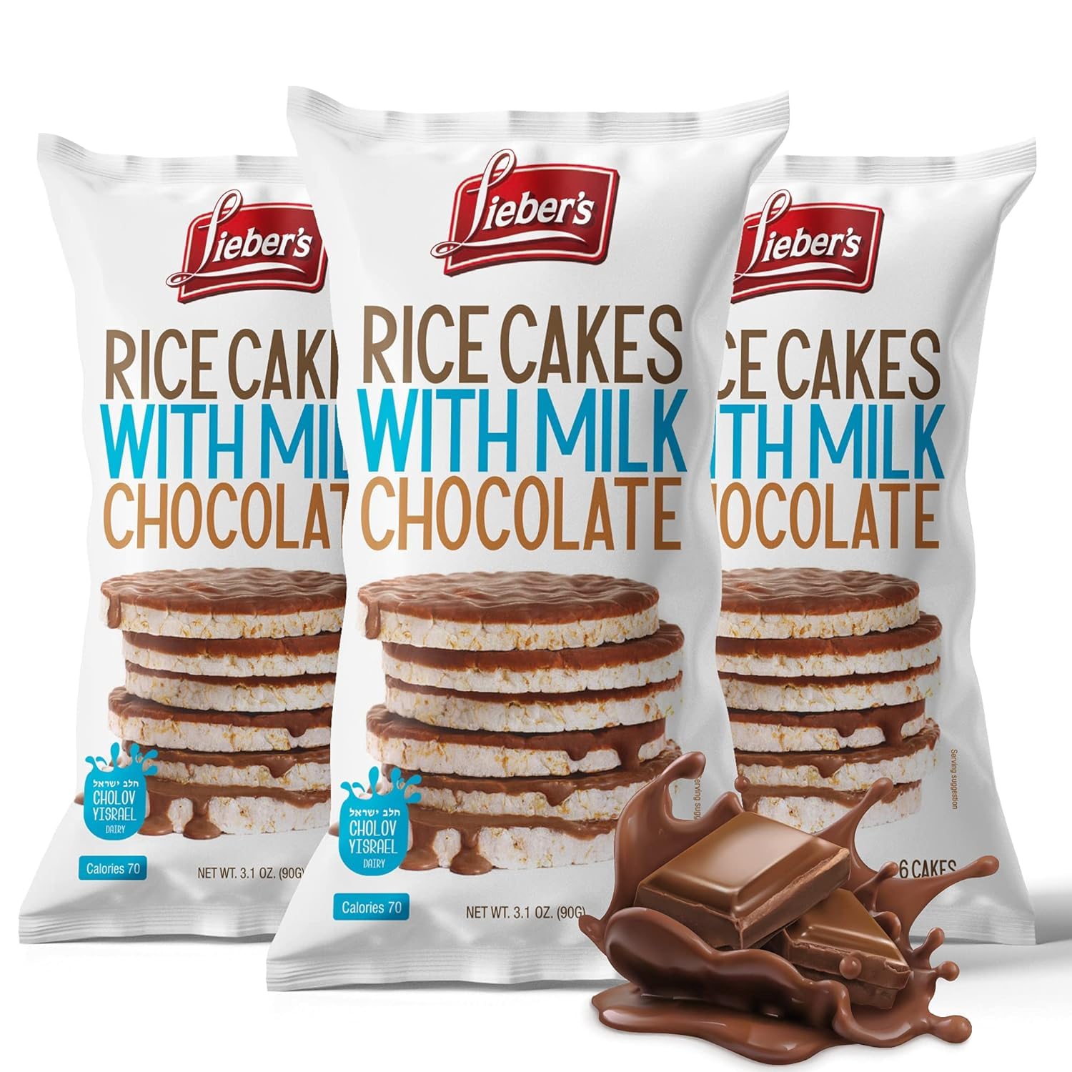 LIEBERS Kosher Certified Dairy Milk Chocolate Rice Cakes