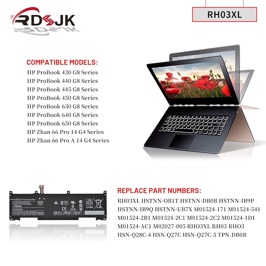 RH03XL TPN-DB0B 互換用ノートパソコンバッテリーHP ProBoo Amazon.com: RH03XL Laptop Battery for HP ProBook 430 440 445