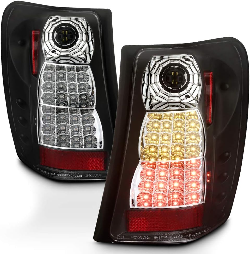 ACANII - For 1999-2004 Jeep Grand Cherokee Black LED Tail Lights Rear Brake Lamps Pair Replacement Assembly Left+Right