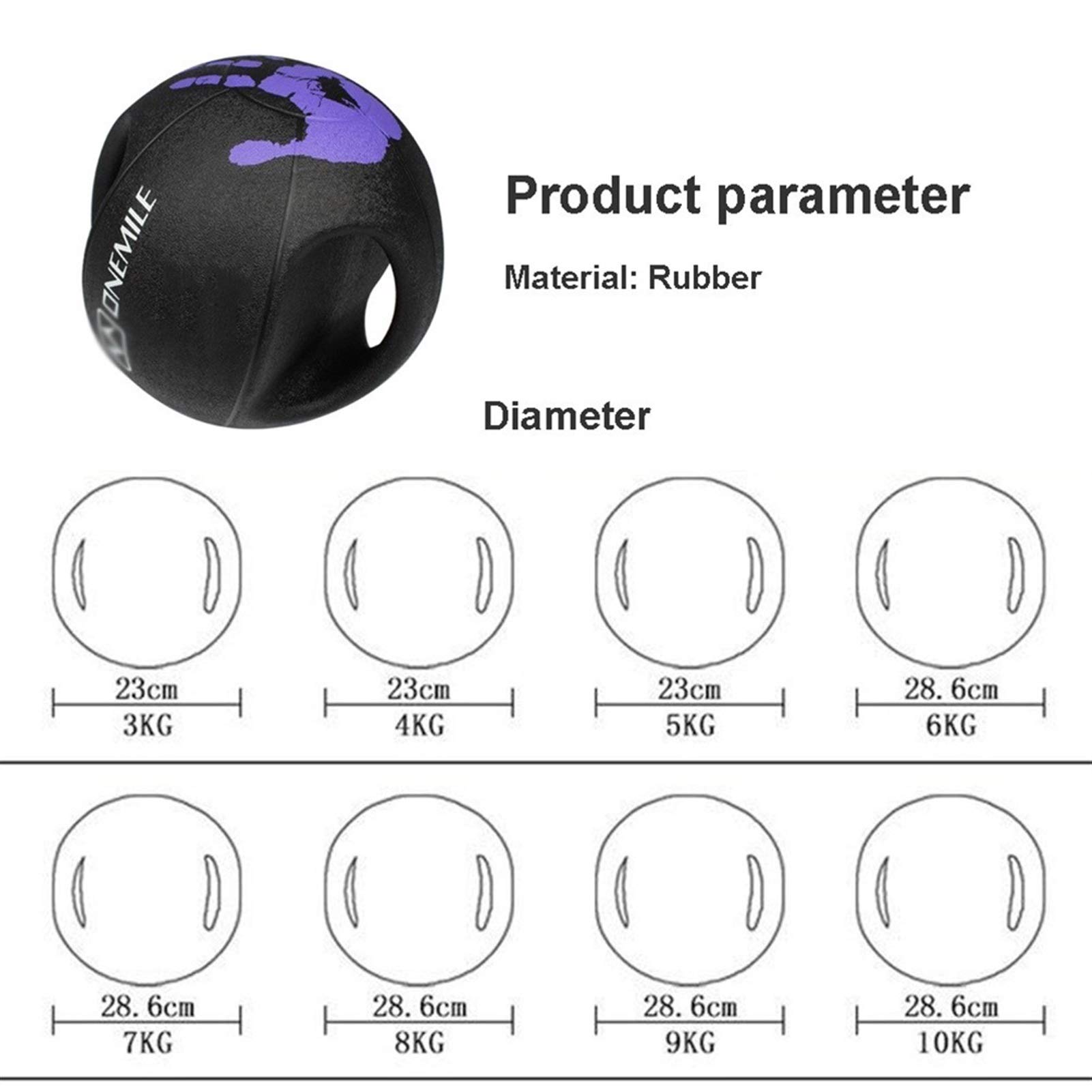 Pelota Medicinal Binaural De Goma Elástica Pelota Medicinal Pelota De Equilibrio Pelota De Fitness, Equipo De Entrenamiento Aeróbico, 2 Kg / 3 Kg / 4 Kg / 5 Kg / 6 Kg / 7 Kg / 8 Kg / 9 Kg / 10 Kg