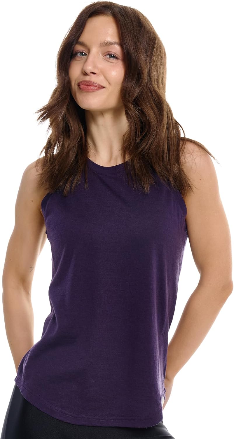Merino Wool Tank Top Women - Active Merino Wool Undershirt Moisture Wicking Breathable Anti-Odor Lightweight Base Layer