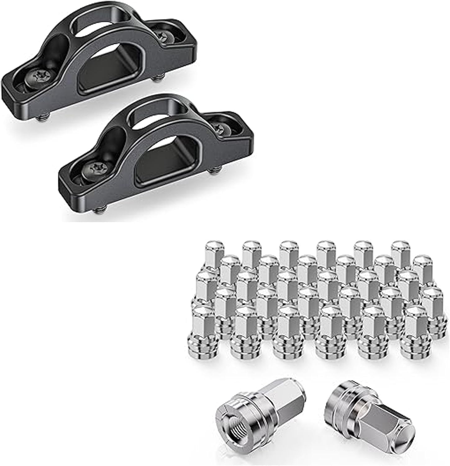 MZS Tie Down Hooks + M14x1.5 M14x1.5 Lug Nuts Compatible with 2017-2024 F250 F350 Super-Duty