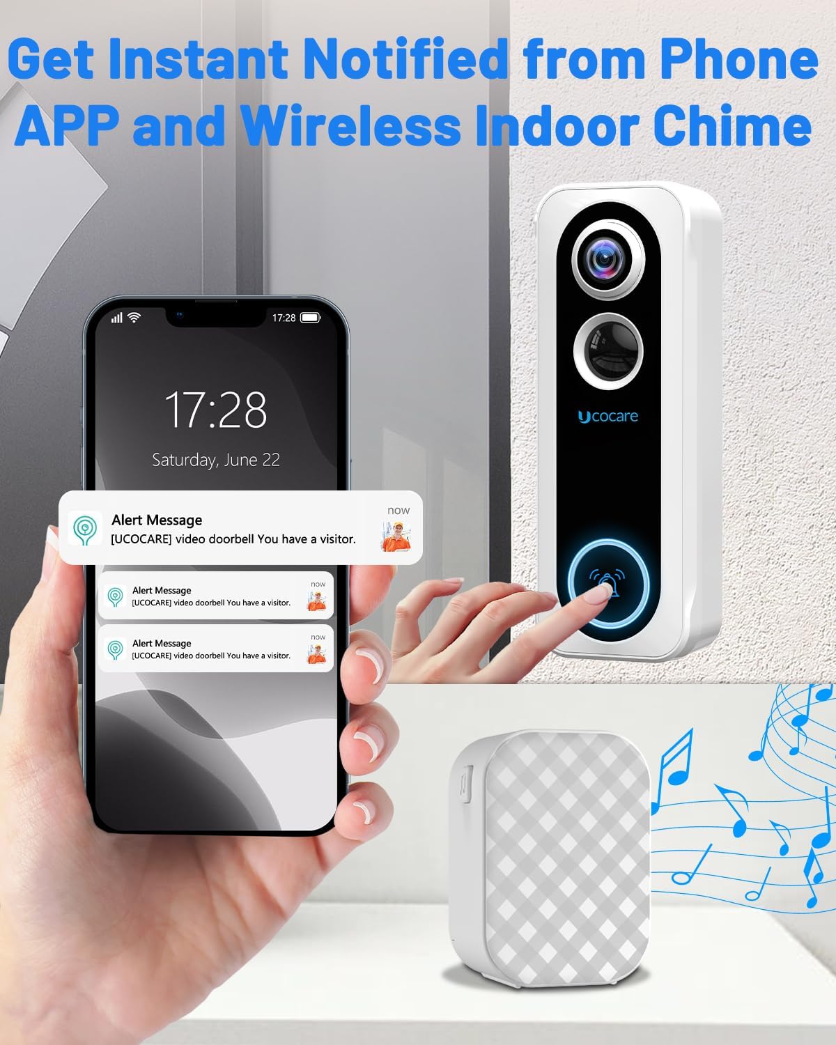 UCOCARE Doorbell Camera Wireless, 4MP Video Doorbell with Chime, Live Phone Call, Motion Detection, Instant Alerts, Night Vision, Support SD and Cloud Storage 5 71l4kj3cI5L. AC SL1500