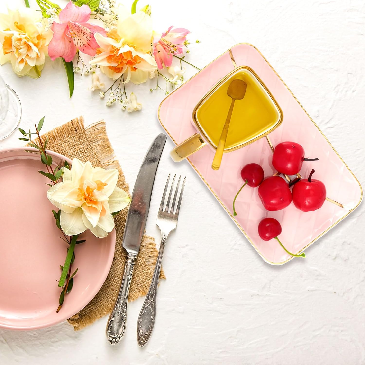 Zubebe 2 Sets Coffee Mug Elegant Handbag Shaped Cup Mother's Day Modern Ceramic Purse Mug with Spoon and Saucer, 10oz Cute Creative Tea Cup for Woman Girls Gift (Pink)