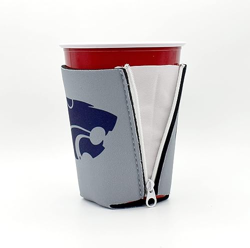 Miniatura 2 de ZipSip NONMAGNET - KSU Wildcat Coozie ajustable todo en uno con cremalleras para latas, botellas, latas delgadas, vasos de pinta, tazas de fiesta,