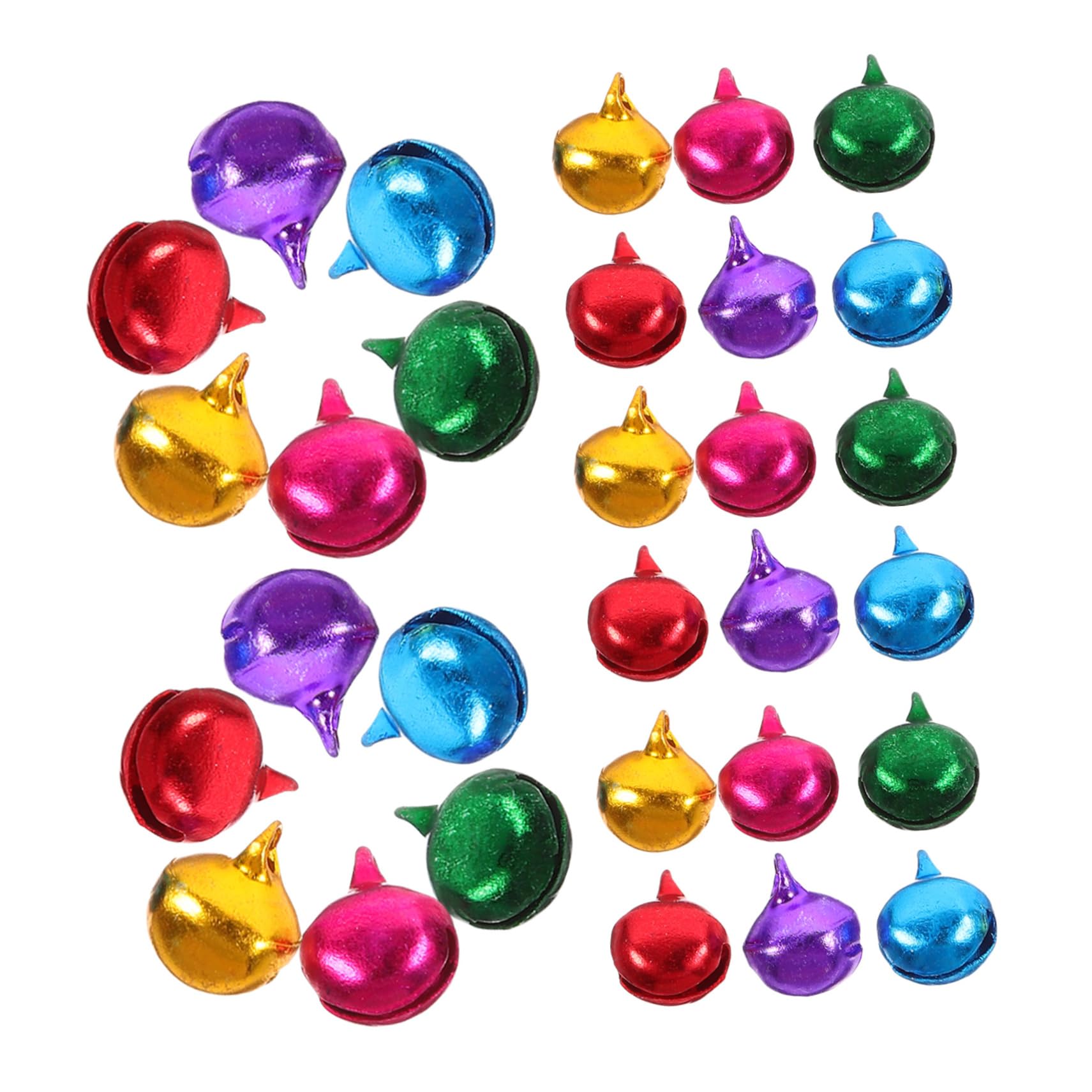 BEBEMOKO 100Pcs Colorful Jingle Bells Loose Beads for Xmas Tree Pendants DIY Craft Accessories for Party Decoration and Holiday Festivities