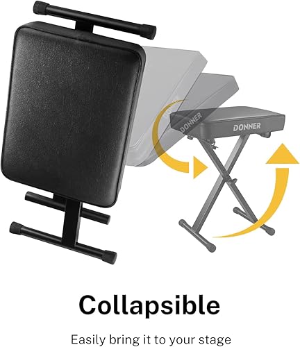 Miniatura 7 de Donner DDP-90 Piano digital con peso de 88 teclas con banco de 2.4 pulgadas, teclado de piano eléctrico para principiantes con cubierta, tres