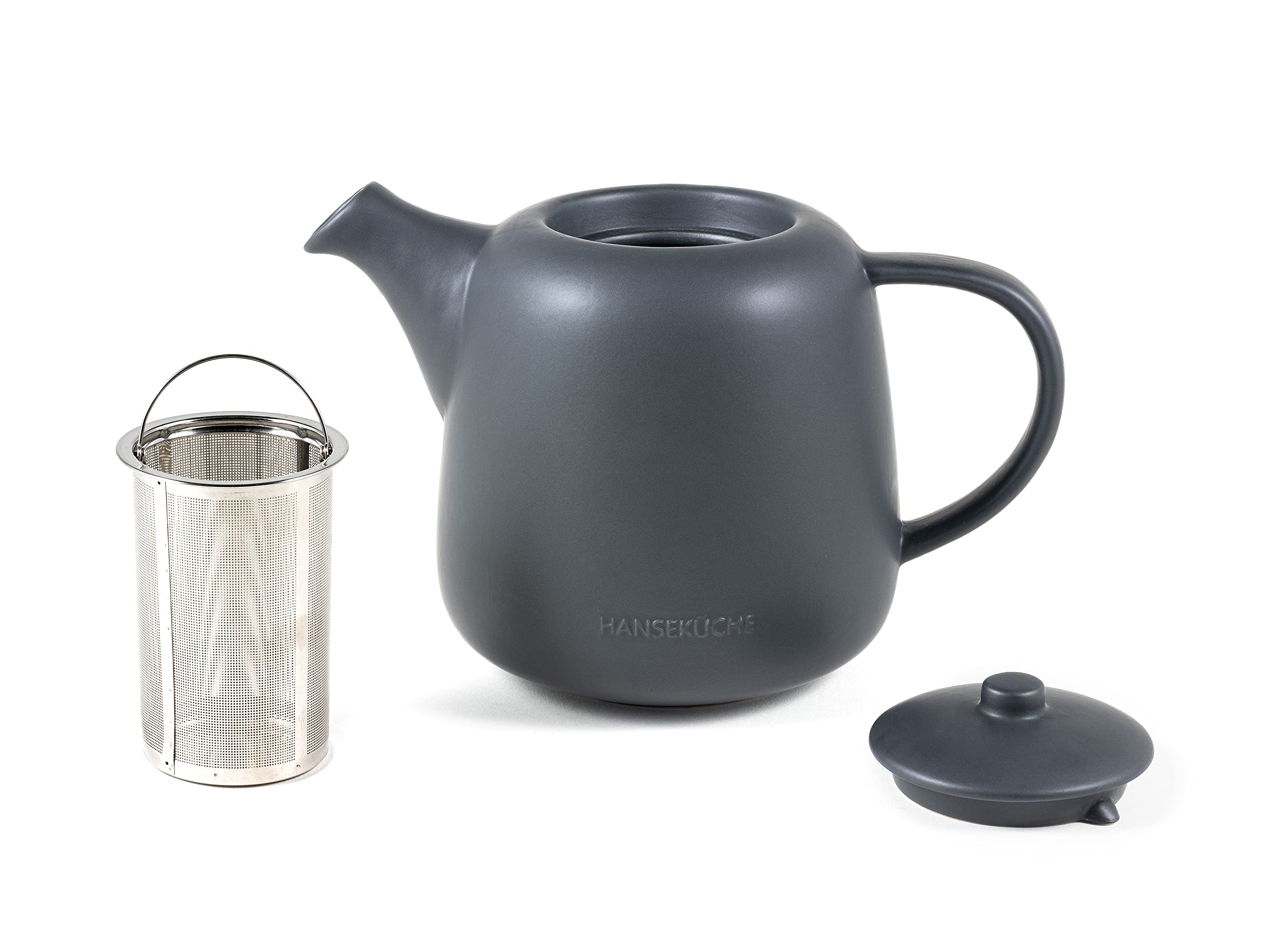 Hanseküche Tetera de alta calidad con colador de acero inoxidable 304, diseño de tetera y bolsa de té (Porcelana)