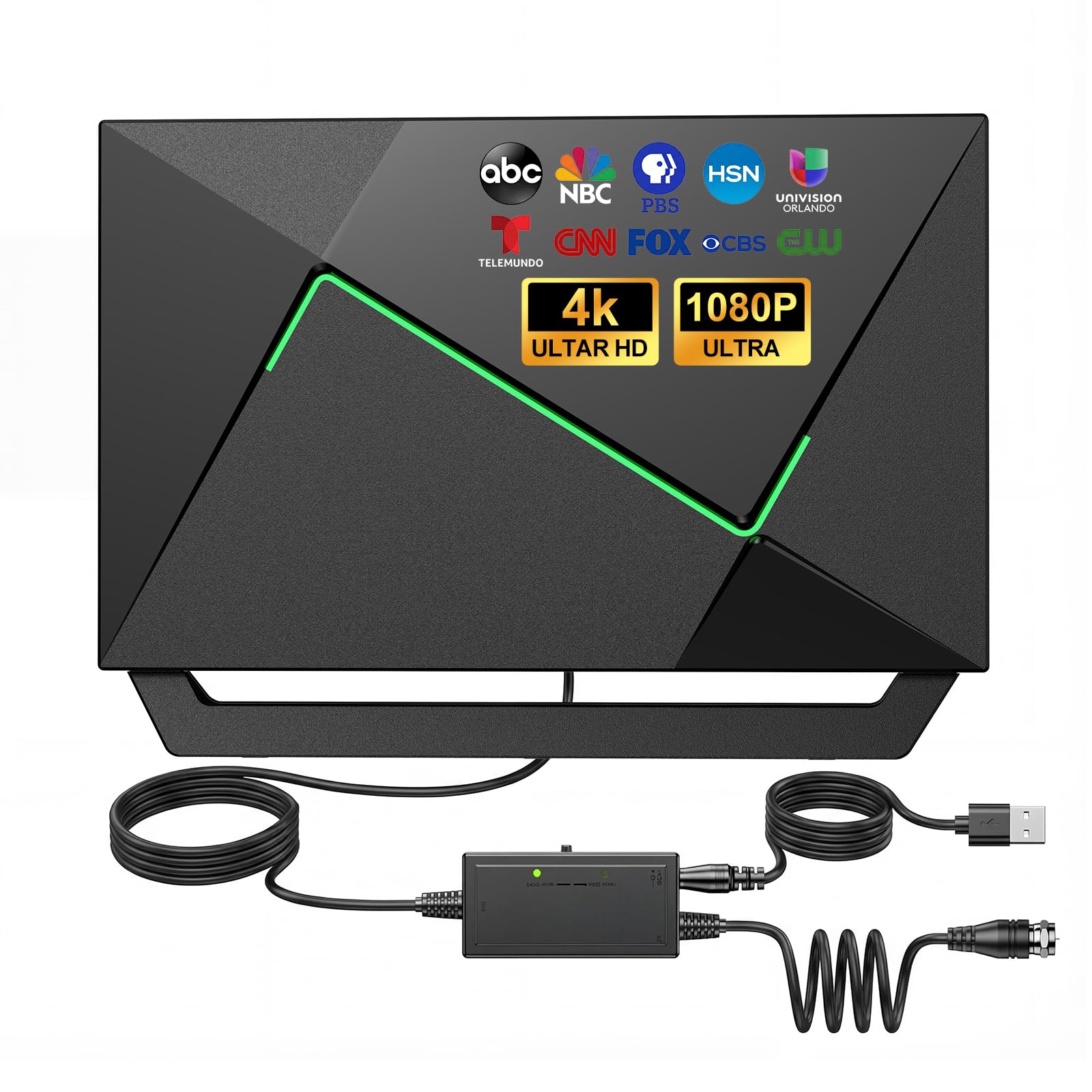 Antenna TV aggiornata 2026 per Smart TV interno/esterno, antenna digitale HD amplificata per canali locali gratuiti, ricezione a lungo raggio con amplificatore di segnale, supporta 4K 1080p, cavo da 5