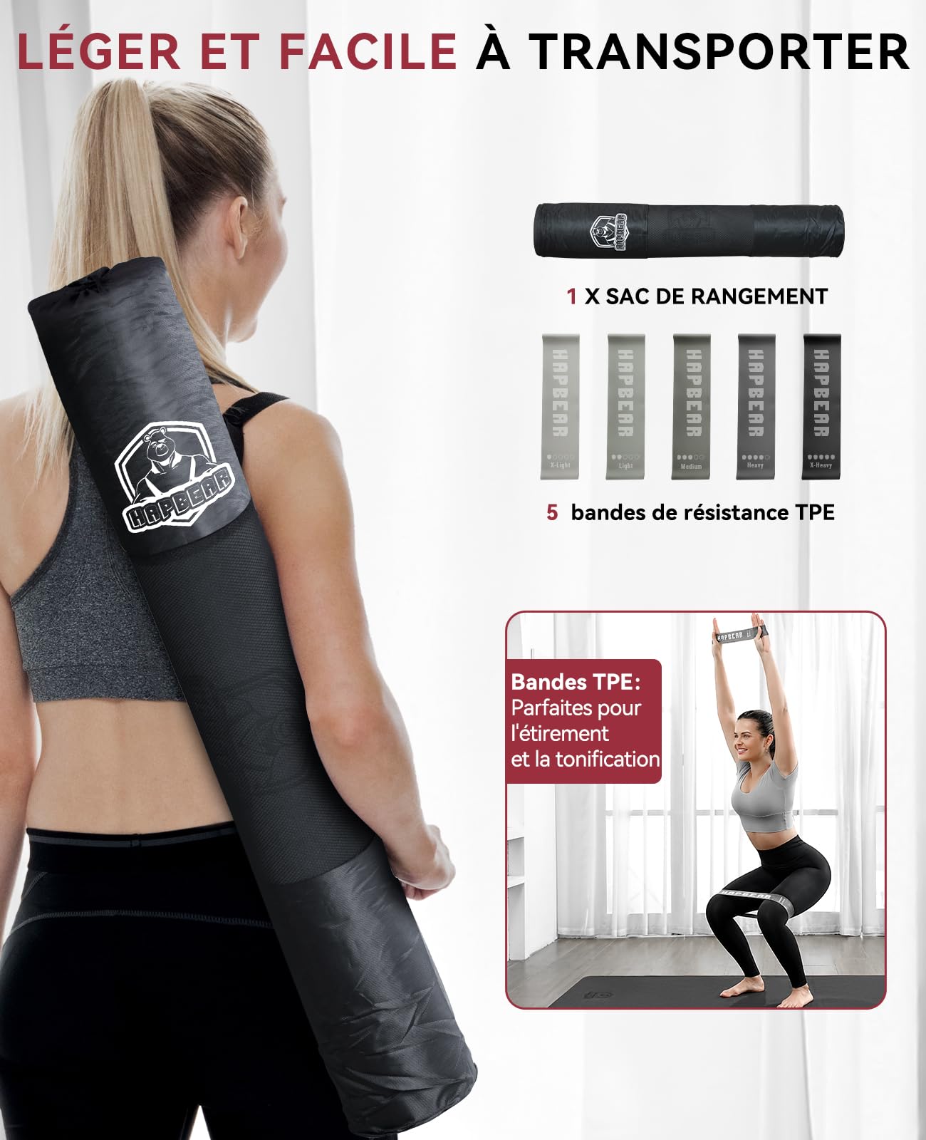 HAPBEAR Tapis de Yoga XXL - 183 cm x 91 cm x 6 mm d’Épaisseur, Tapis de Yoga Extra Large Antidérapant, Tapis de Gymnastique, Tapis de Sport, Tapis de Fitness, Tapis en TPE pour l’Entraînement