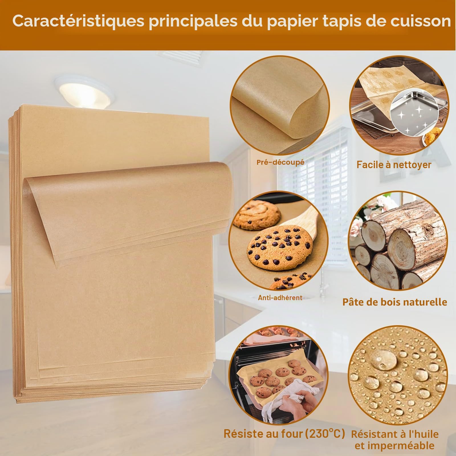 O2frepak Lot de 300 feuilles de papier sulfurisé prédécoupées antiadhésives 30x40cm,papier sulfurisé résistant à l'huile et imperméable,convient pour la cuisson des aliments,la cuisson,les grillades