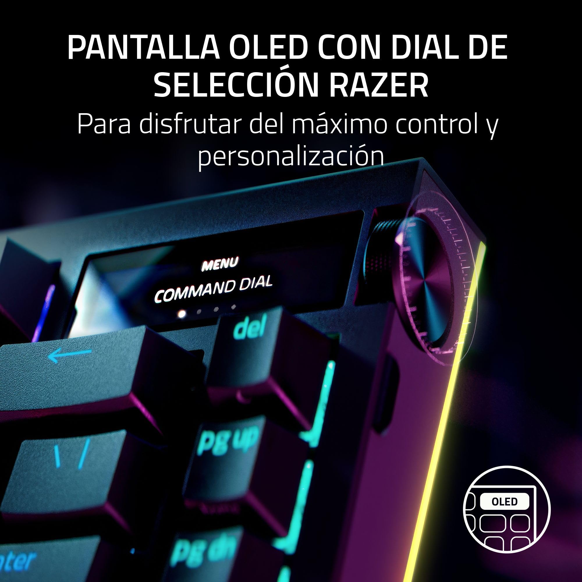 Razer BlackWidow V4 Pro 75% - Teclado inalámbrico para Juegos Intercambiable en Caliente - Pantalla OLED (dial de comandos, 4K Hz y conectividad Bluetooth) Diseño US ISO | Negro