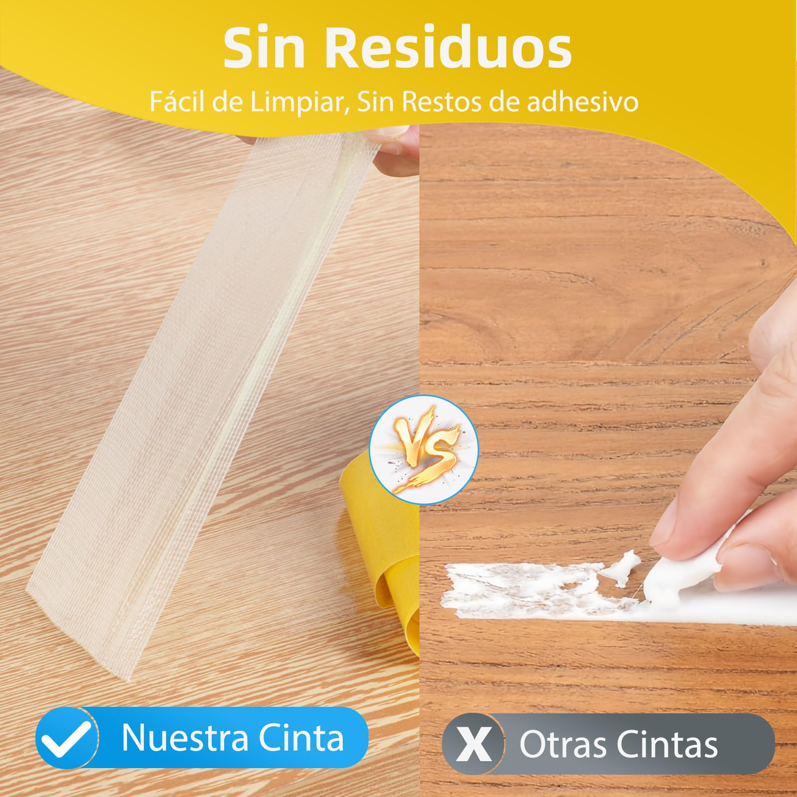ZOMPAGO Cinta de alfombra doble cara 10m, adhesivo fuerte, sin residuos, fácil instalación. Ideal para suelos de madera, baldosas y alfombras, uso hogar y oficina, 2.5 cm de ancho