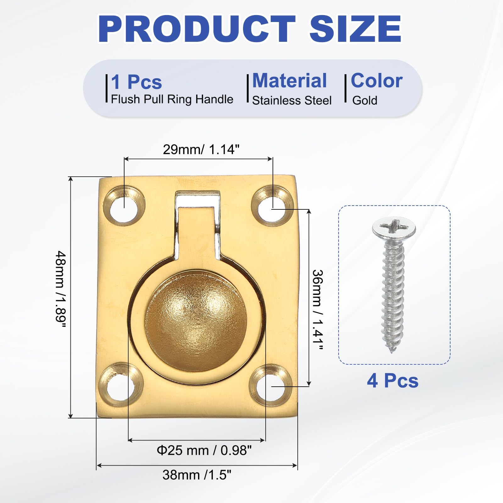 PATIKIL 1-7/8"x1-1/2 Flush Pull Ring Handles - Image 2