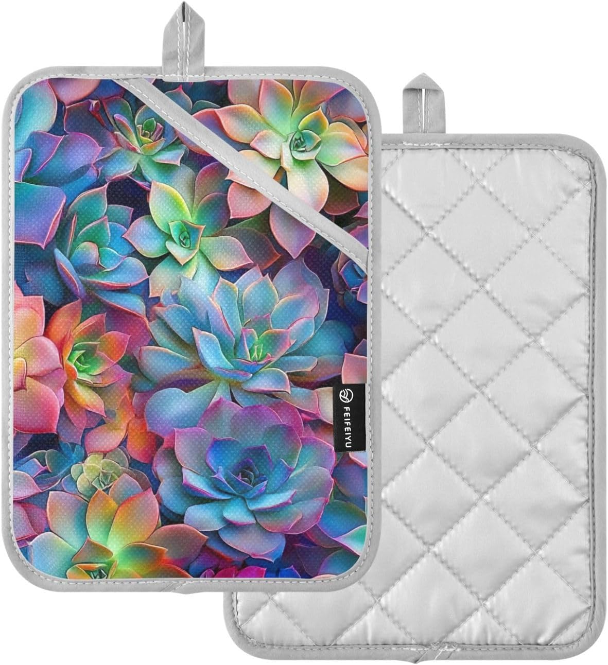 Colorful Succulents Heat Resistant Pot Holders Soft Kitchen Pot Holder Set