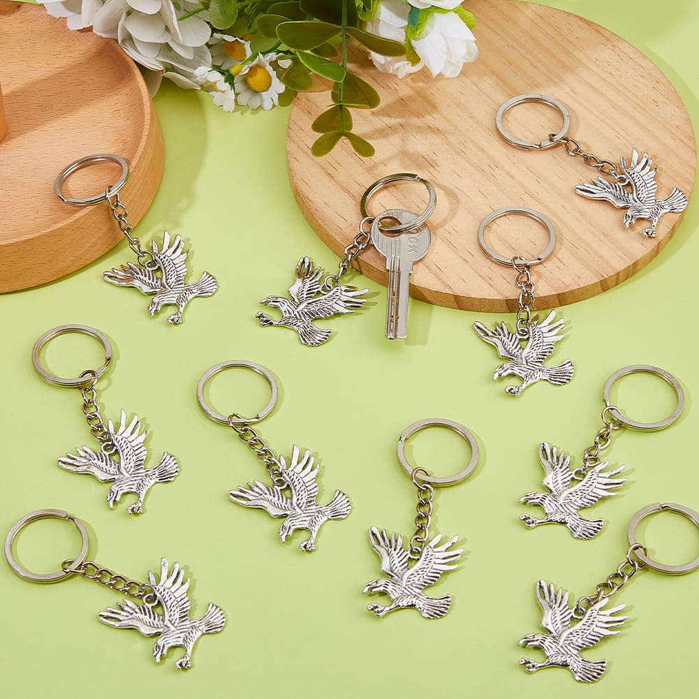 DICOSMETIC 20 Pezzi Portachiavi Aquila Commercio All'ingrosso Argento Antico & Platino/Bronzo Aquila Portachiavi Uccello In Lega Metallica Con Ciondoli In Metallo