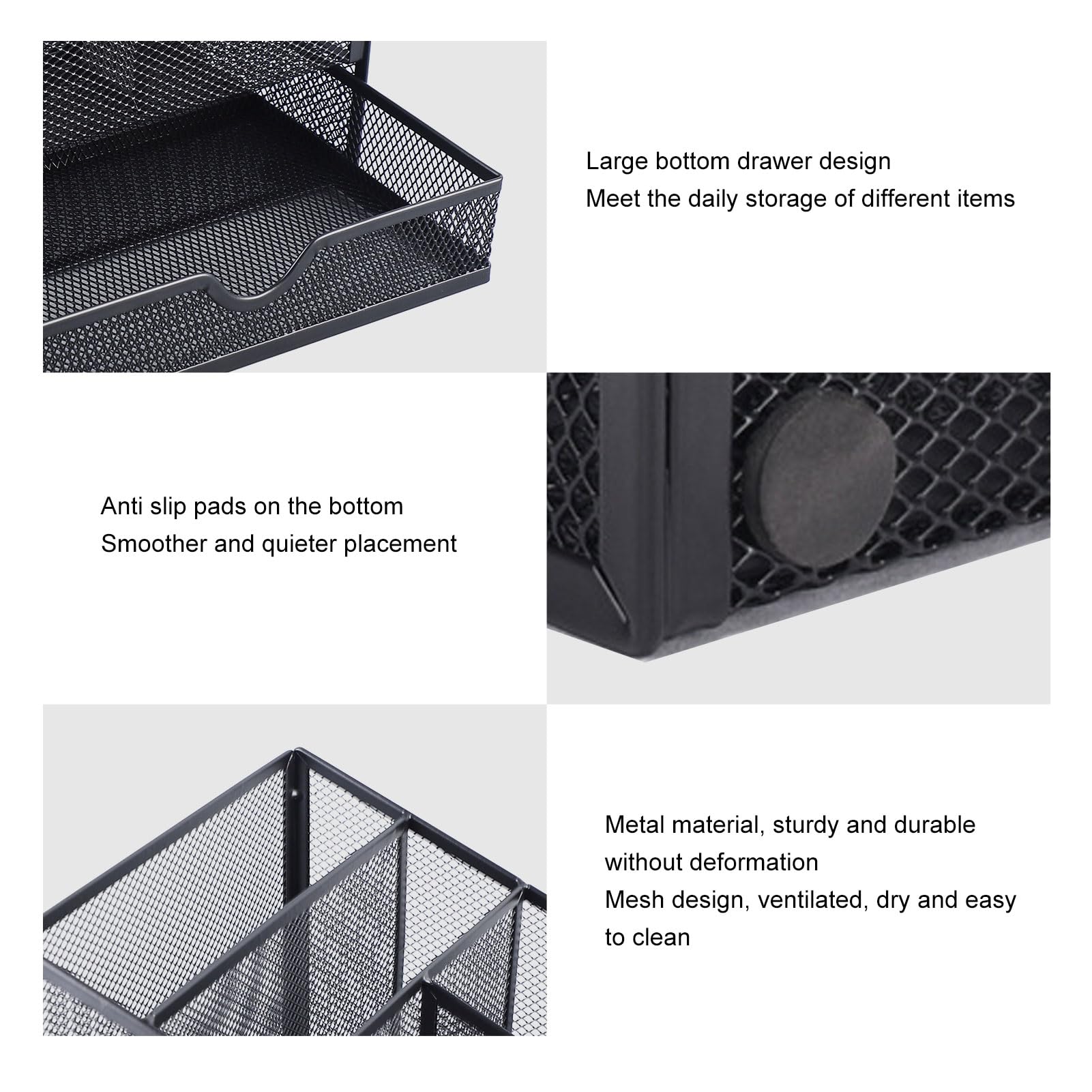 Organizador de Escritorio de Metal con Cajones Extraíbles Ranuras Compactas para Libros A4 A5 Bolígrafos Notas Organizador de Mesa de Oficina Elegante y Duradero