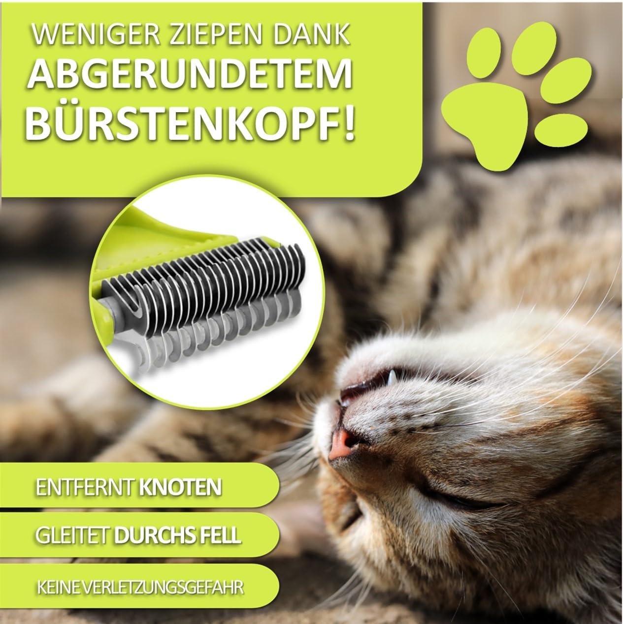ORIENTPAW® Professional Cat Brush Set of 3, Cat Care Set, 100% Comfort & Hygiene Thanks to Rounded Massage Bristles - Image 4