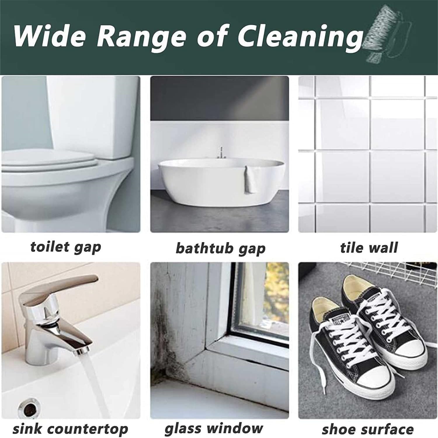KBZONE Tile Grout Cleaner Brush, 4 in 1 with Squeegee, Multifunctional V-Shape Gap Scrub Brush Crevice for Floor, Corner, Window, Sink, Plastic, Green - Image 9 thumbnail