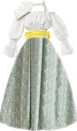 ABaoWedding Womens Victorian Pioneer Costume Dress Civil War Prairie Colonial Floral Dress