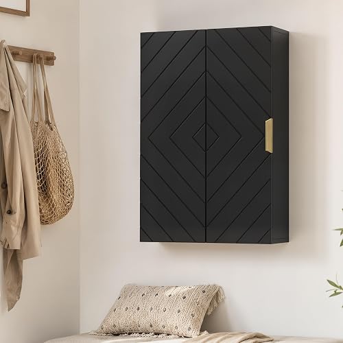 kleankin Armoire Murale de Salle de Bain Dim. 40L x 15l x 60H cm Noir - 8