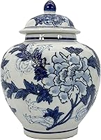 Vista 7 de Galt International Tarro de jengibre chinoiserie floral azul oscuro de 10 pulgadas con tapa, tarro de jengibre, almacenamiento de té, decorativo